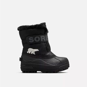 Size 8 Toddler Sorel Black Snow Boots with Fur Lining